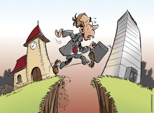 Kloof tussen kerk en werk